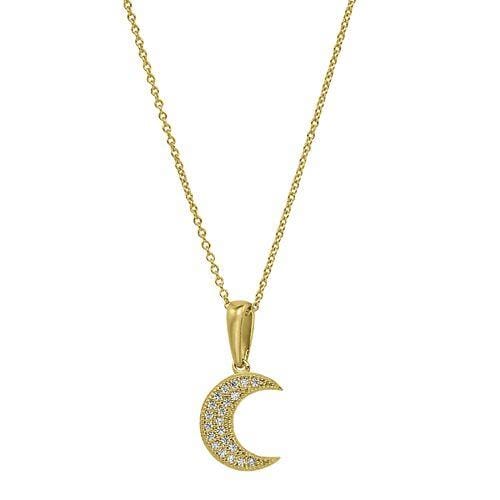 Gold Vermeil Finish Sterling Silver Micropave Moon Pendant - BL2256NG-Kelly Waters-Renee Taylor Gallery