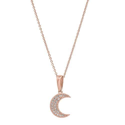 Rose Gold Vermeil Finish Sterling Silver Micropave Moon Pendant - BL2256NRG-Kelly Waters-Renee Taylor Gallery