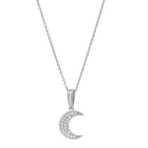 Platinum Finish Sterling Silver Micropave Moon Pendant - BL2256N-Kelly Waters-Renee Taylor Gallery