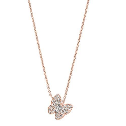 Rose Gold Vermeil Finish Sterling Silver Micropave Butterfly Necklace - BL2257NRG-Kelly Waters-Renee Taylor Gallery
