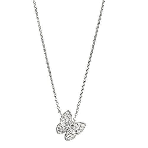 Platinum Finish Sterling Silver Micropave Butterfly Necklace - BL2257N-Kelly Waters-Renee Taylor Gallery