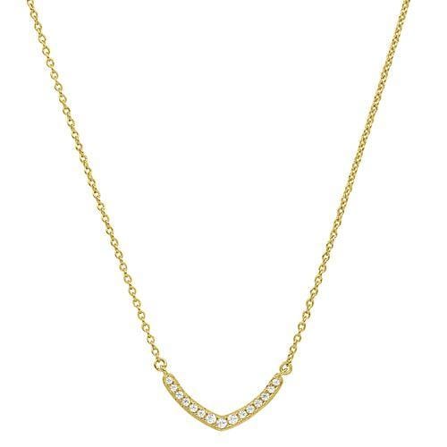Gold Vermeil Finish Sterling Silver Micropave V Necklace - BL2259NG-Kelly Waters-Renee Taylor Gallery