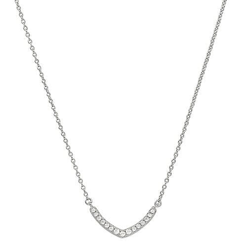 Platinum Finish Sterling Silver Micropave V Necklace - BL2259N-Kelly Waters-Renee Taylor Gallery