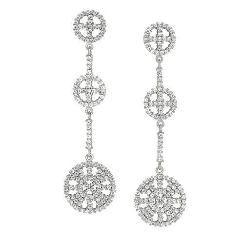 Platinum Finish Sterling Silver Micropave Three Circle Earrings - BL2261E-Kelly Waters-Renee Taylor Gallery
