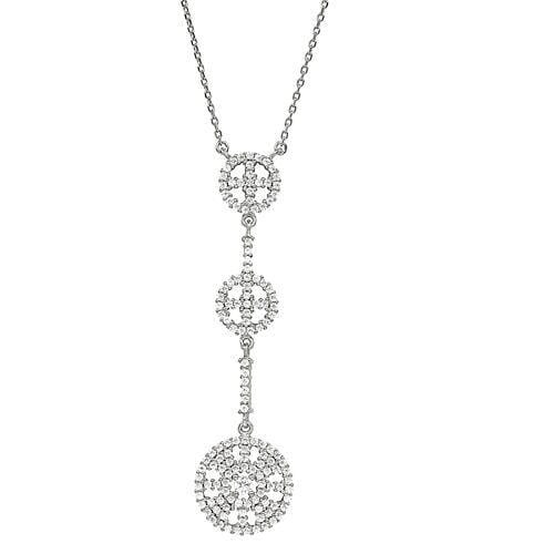 Platinum Finish Sterling Silver Micropave Three Circle Drop Necklace - BL2261N-Kelly Waters-Renee Taylor Gallery