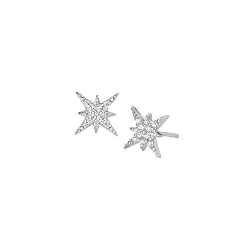 Platinum Finish Sterling Silver Micropave Starburst Earrings - BL2263E-Kelly Waters-Renee Taylor Gallery