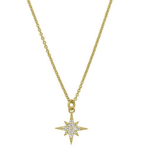 Gold Vermeil Finish Sterling Silver Micropave Starburst Pendant - BL2263NG-Kelly Waters-Renee Taylor Gallery