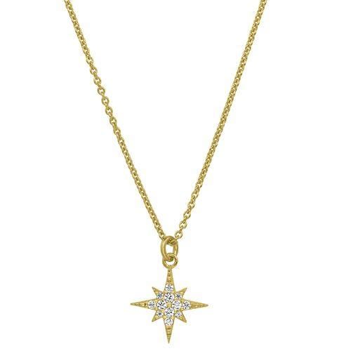Gold Vermeil Finish Sterling Silver Micropave Starburst Pendant - BL2263NG-Kelly Waters-Renee Taylor Gallery