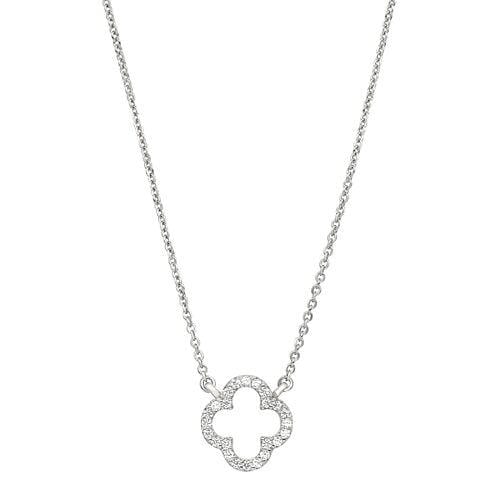 Platinum Finish Sterling Silver Micropave Open Clover Necklace - BL2264N-Kelly Waters-Renee Taylor Gallery
