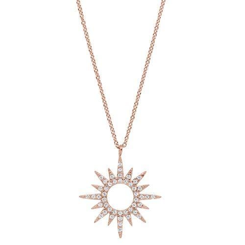 Rose Gold Vermeil Finish Sterling Silver Micropave Open Starburst Pendant - BL2265NRG-Kelly Waters-Renee Taylor Gallery