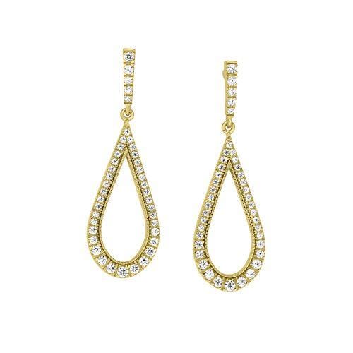 Gold Vermeil Finish Sterling Silver Micropave Teardrop Earrings - BL2268EG-Kelly Waters-Renee Taylor Gallery