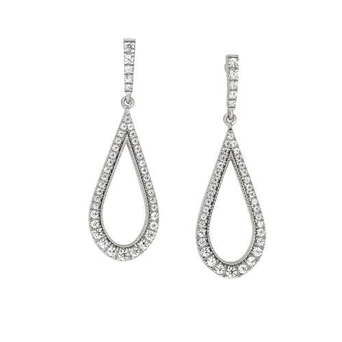 Platinum Finish Sterling Silver Micropave Teardrop Earrings - BL2268E-Kelly Waters-Renee Taylor Gallery