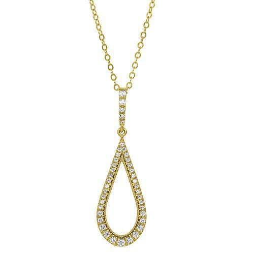 Gold Vermeil Finish Sterling Silver Micropave Teardrop Pendant - BL2268NG-Kelly Waters-Renee Taylor Gallery