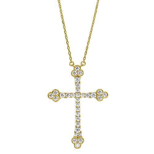 Gold Vermeil Finish Sterling Silver Micropave Cross Pendant - BL2271NG-Kelly Waters-Renee Taylor Gallery