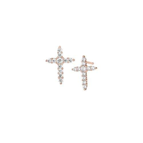 Rose Gold Vermeil Finish Sterling Silver Cross Earrings - BL2272ERG-Kelly Waters-Renee Taylor Gallery