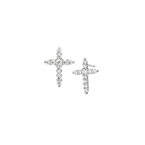 Platinum Finish Sterling Silver Cross Earrings - BL2272E-Kelly Waters-Renee Taylor Gallery
