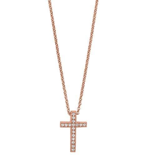 Rose Gold Vermeil Finish Sterling Silver Micropave Cross Pendant - BL2273NRG-Kelly Waters-Renee Taylor Gallery