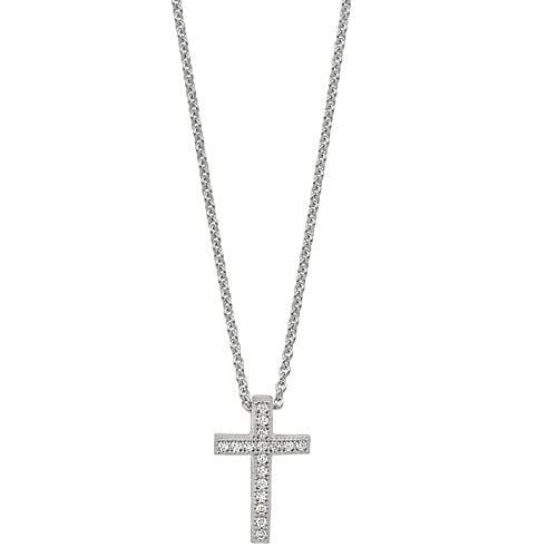 Platinum Finish Sterling Silver Micropave Cross Pendant - BL2273N-Kelly Waters-Renee Taylor Gallery