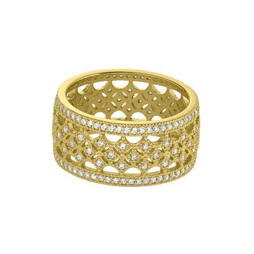 Gold Vermeil Finish Sterling Silver Micropave Fancy Ring - BL2274R/G-Kelly Waters-Renee Taylor Gallery