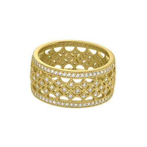 Gold Vermeil Finish Sterling Silver Micropave Fancy Ring - BL2274R/G-Kelly Waters-Renee Taylor Gallery