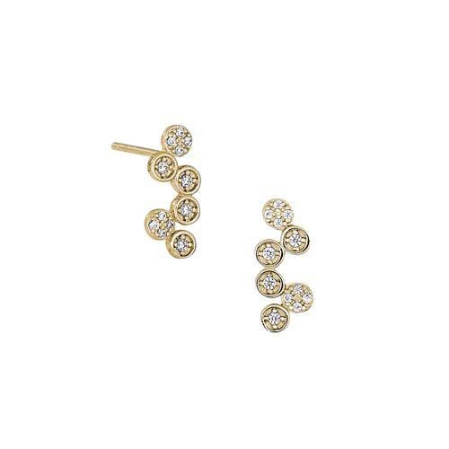 Gold Vermeil Finish Sterling Silver Micropave Bubbles Earrings - BL2280EG-Kelly Waters-Renee Taylor Gallery