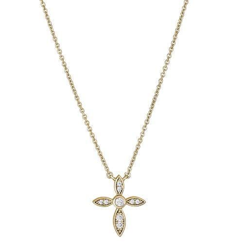Gold Vermeil Finish Sterling Silver Micropave Marquis Cross Pendant - BL2282NG-Kelly Waters-Renee Taylor Gallery