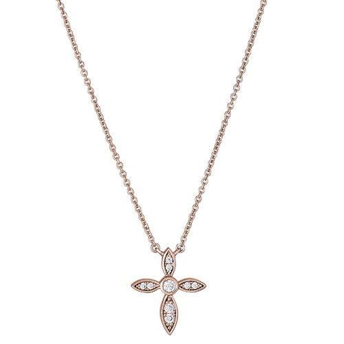 Rose Gold Vermeil Finish Sterling Silver Micropave Marquis Cross Pendant - BL2282NRG-Kelly Waters-Renee Taylor Gallery