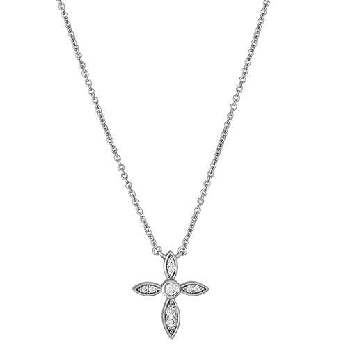 Platinum Finish Sterling Silver Micropave Marquis Cross Pendant - BL2282N-Kelly Waters-Renee Taylor Gallery