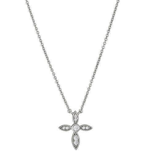 Platinum Finish Sterling Silver Micropave Marquis Cross Pendant - BL2282N-Kelly Waters-Renee Taylor Gallery