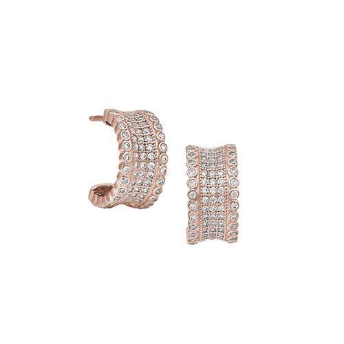 Rose Gold Vermeil Finish Sterling Silver Micropave Five Row Earrings - BL2284ERG-Kelly Waters-Renee Taylor Gallery