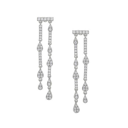 Platinum Finish Sterling Silver Micropave Two Row Drop Earrings - BL2286E-Kelly Waters-Renee Taylor Gallery