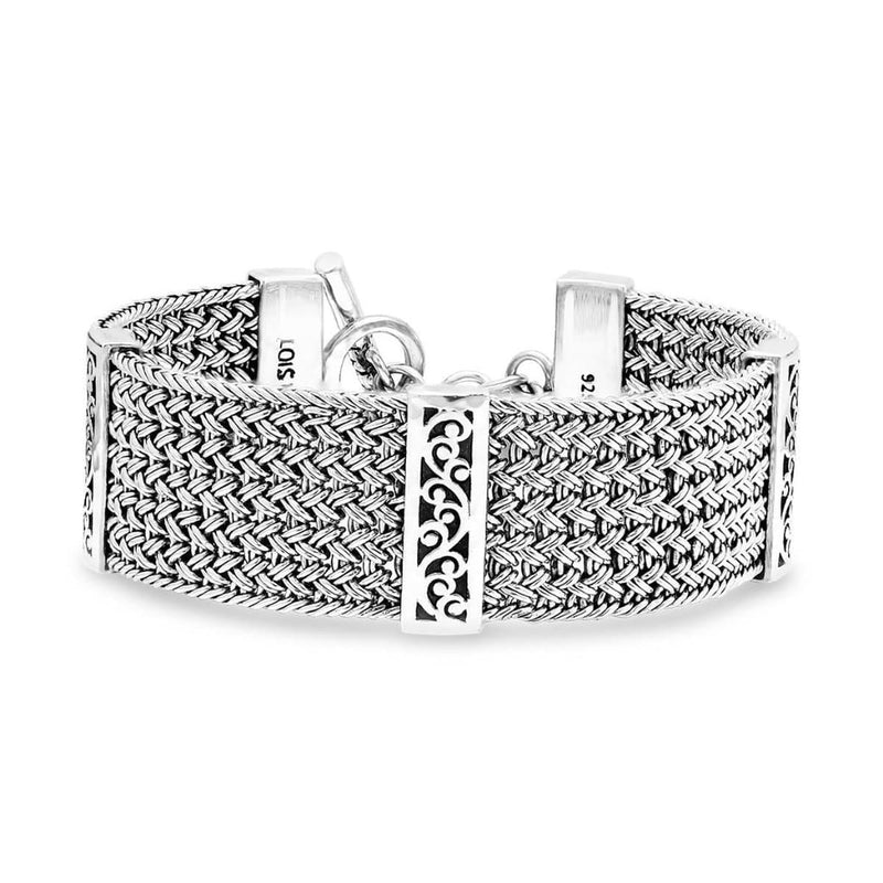 Sterling Silver Classic Textile Weave Bracelet - BP8140-00457-Lois Hill-Renee Taylor Gallery