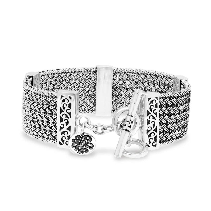 Sterling Silver Classic Textile Weave Bracelet - BP8140-00457-Lois Hill-Renee Taylor Gallery