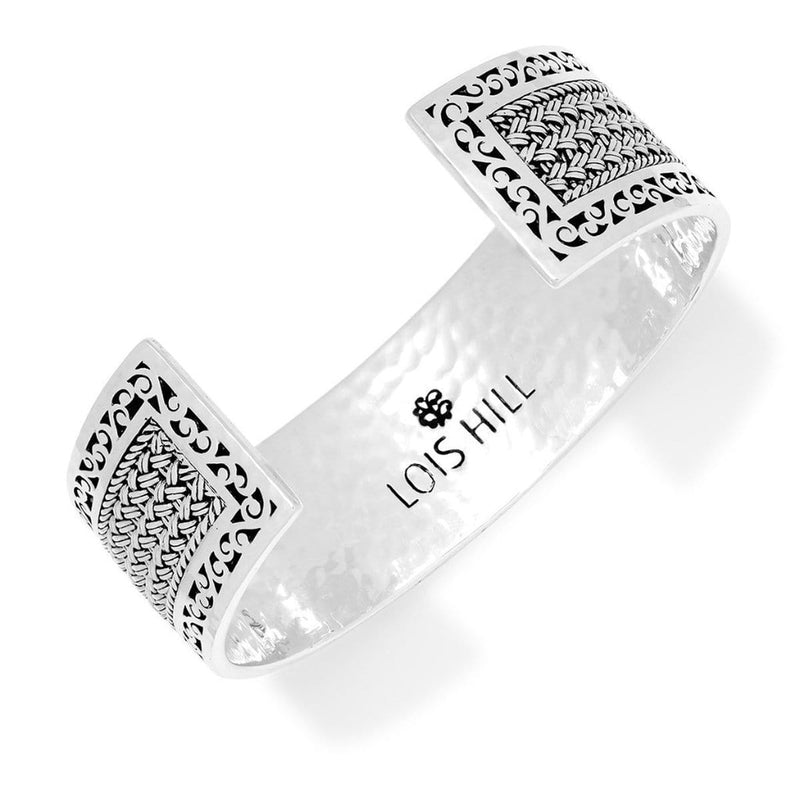 Sterling Silver Classic Small Textile Weave Cuff - BP8160-00418-Lois Hill-Renee Taylor Gallery