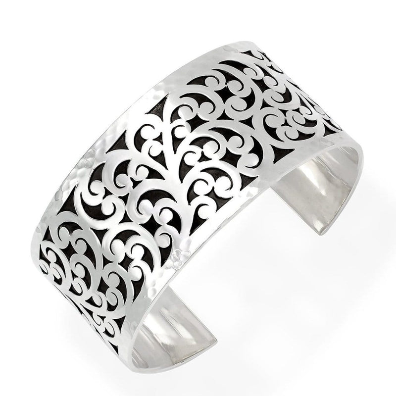 Sterling Silver Classic Medium Carved Scroll Cuff - BU2173-00121-Lois Hill-Renee Taylor Gallery