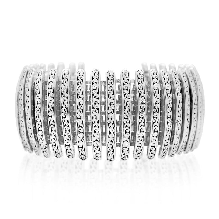Sterling Silver Large Signature Carved Station Bracelet - BU6539-00155-Lois Hill-Renee Taylor Gallery