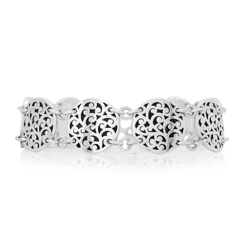 Sterling Silver Classic Signature Scroll Disc Station Bracelet - BU6550-00155-Lois Hill-Renee Taylor Gallery