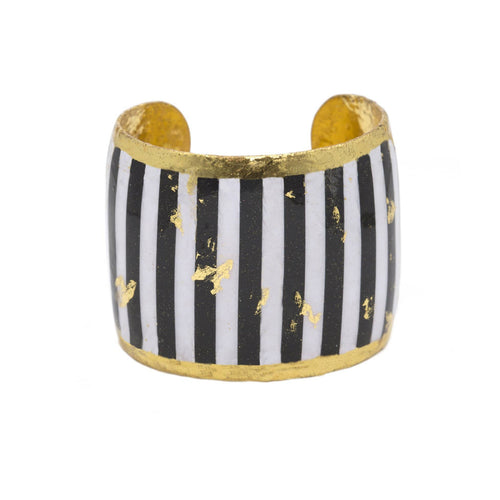 Black & White Stripes 2" Gold Cuff - BW110-Evocateur-Renee Taylor Gallery