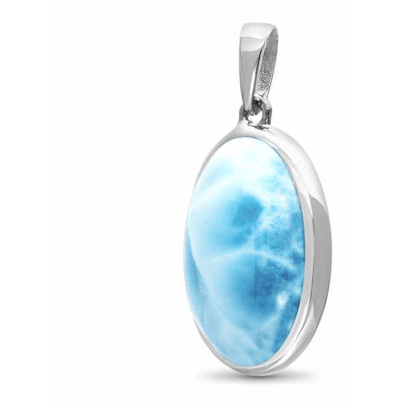 Basic Oval Necklace - Nbasi00-00-Marahlago Larimar-Renee Taylor Gallery