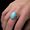 Basic Oval Ring - Rbasi00-00-Marahlago Larimar-Renee Taylor Gallery