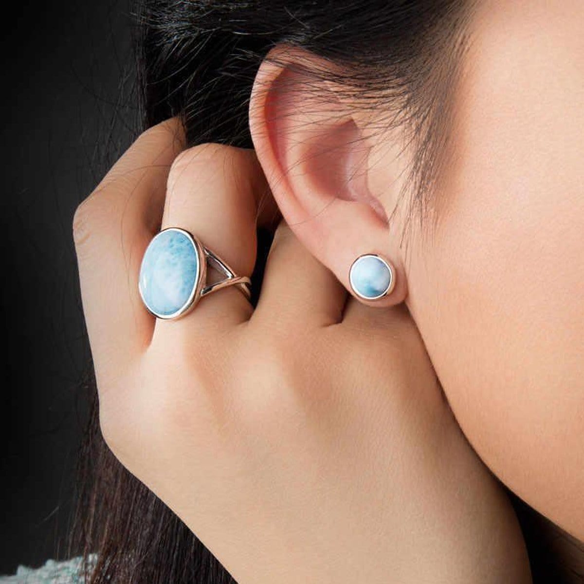 Larimar stud sale earrings