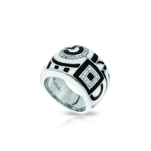 Geometrica Black & White Ring-Belle Etoile-Renee Taylor Gallery