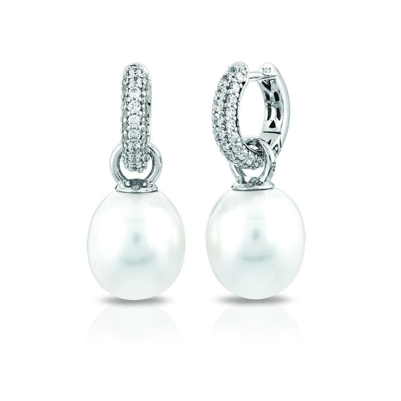 Pearl Hoops White Earrings-Belle Etoile-Renee Taylor Gallery
