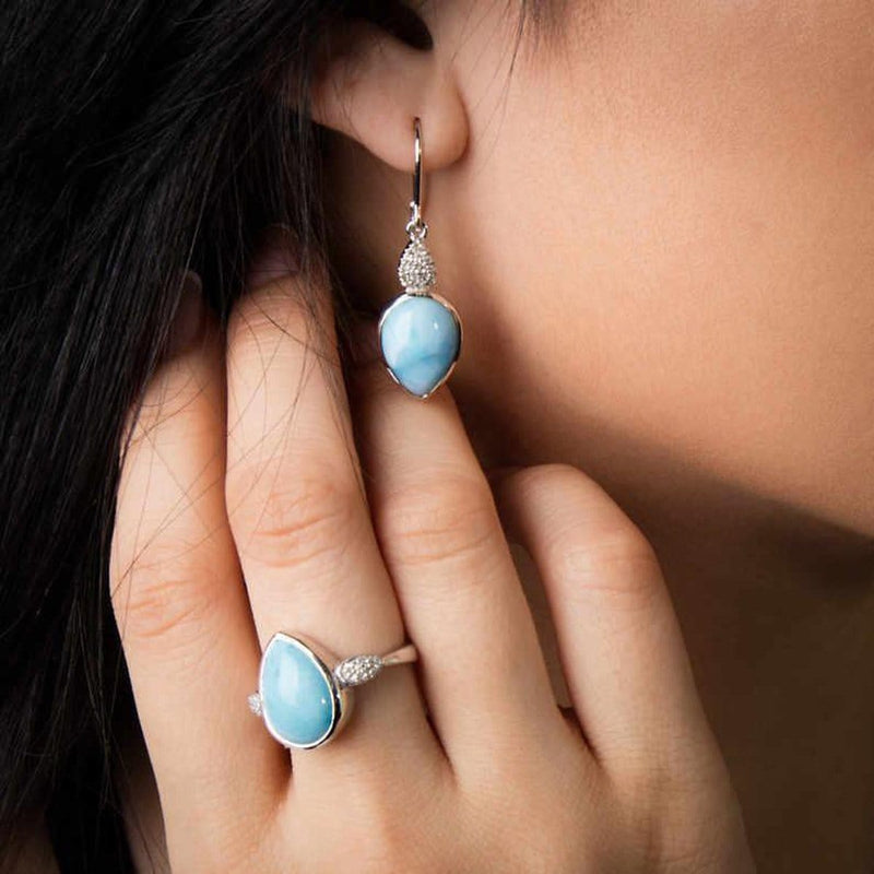 Bliss Pear Ring - Rblis0P-00-Marahlago Larimar-Renee Taylor Gallery