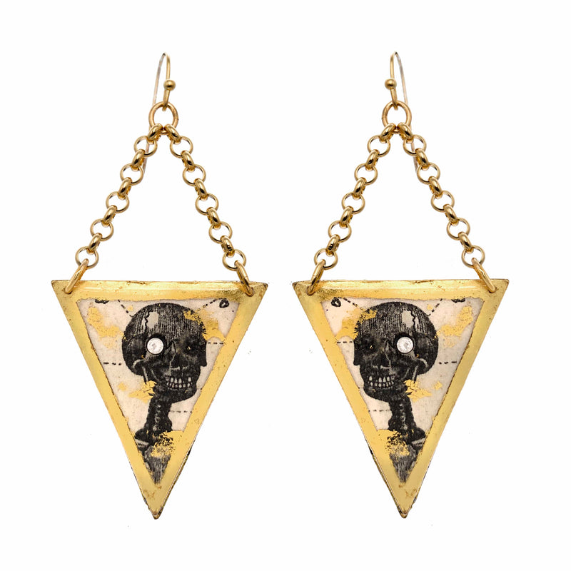 Catacombs Skeleton Gold Earrings - CA401-Evocateur-Renee Taylor Gallery