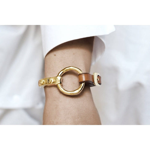 Gold Plated Leather Bracelet - B0001 ORC00-CXC-Renee Taylor Gallery