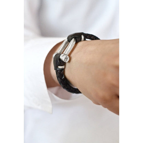 Sterling Silver Plated Leather Bracelet - B0007 MMR-CXC-Renee Taylor Gallery