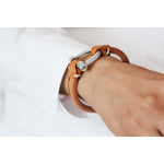 Sterling Silver Plated Leather Bracelet - B0009 MCA-CXC-Renee Taylor Gallery