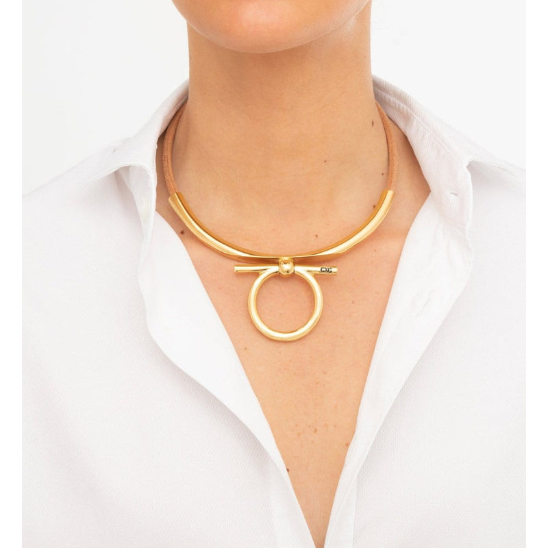 Gold Plated Leather Necklace - N0067 ORC00-CXC-Renee Taylor Gallery