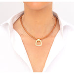 Gold Plated Leather Necklace - N0068 ORC00-CXC-Renee Taylor Gallery